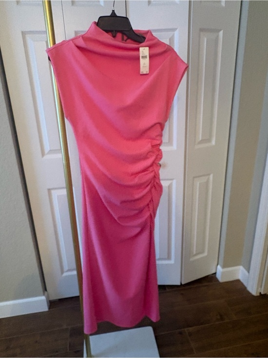 Anthropologie Dresses & Skirts - Anthropologie Midi Dress NWT Maya Ruched Hot Pink Sleeveless